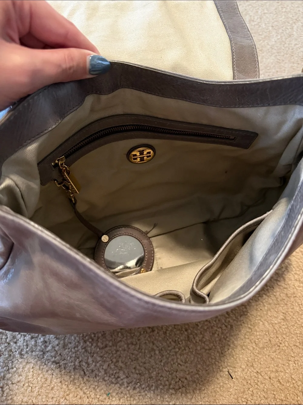 Tory Burch Gray Hobo Shoulder Bag